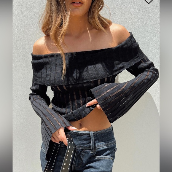 SORREL OFF THE SHOULDER TOP BLACK - Picture 1 of 2